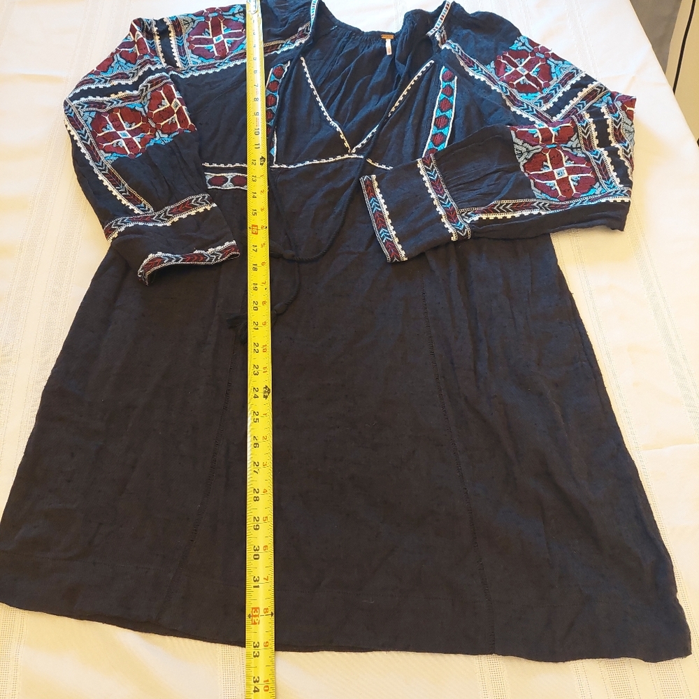 Free People Boho All My Life Navy Burgundy Embrorded Mini Dress. XS - Picture 15 of 15